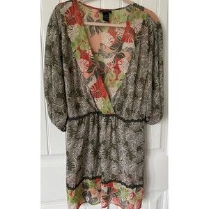 Lane Bryant Floral Artsy Tie Back Flowy Empire Dress Womens PLUS Size‎ 26/28